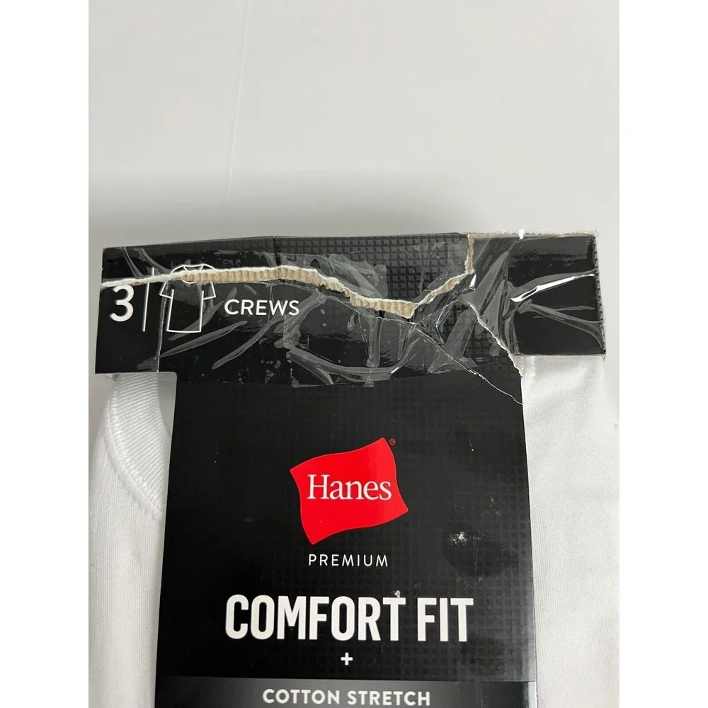 Hanes Mens Crews 3 Pack Undershirt Sz Med Premium Black Label Crewneck White A4